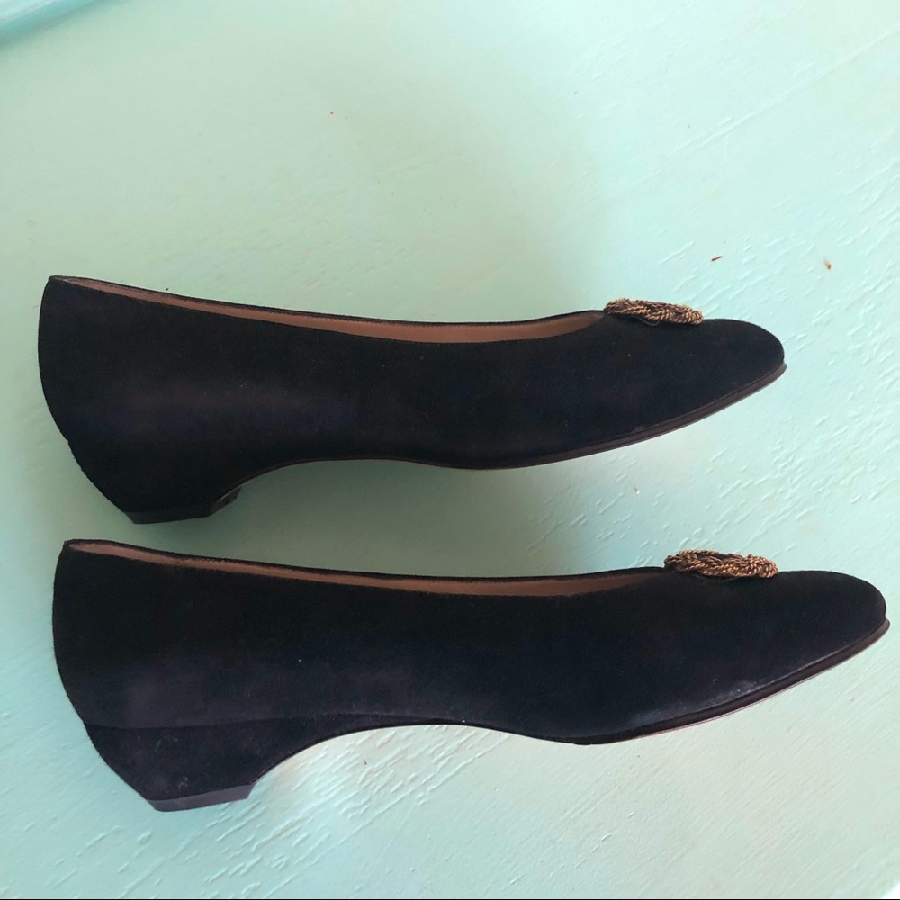 Vintage Salvatore Ferragamo Black Suede Flats - Picture 5 of 9